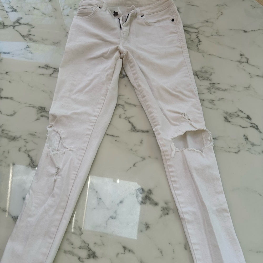 Ktsubi Spray On White Distressed Skinny Jeans